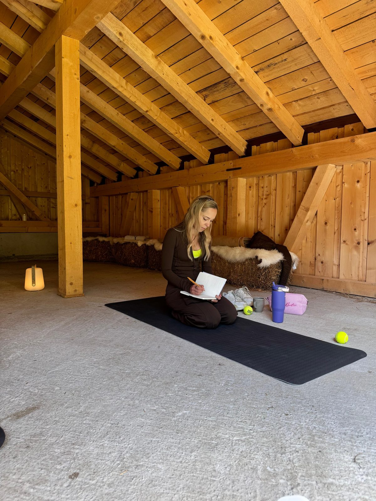 A quiet journaling moment on the mat